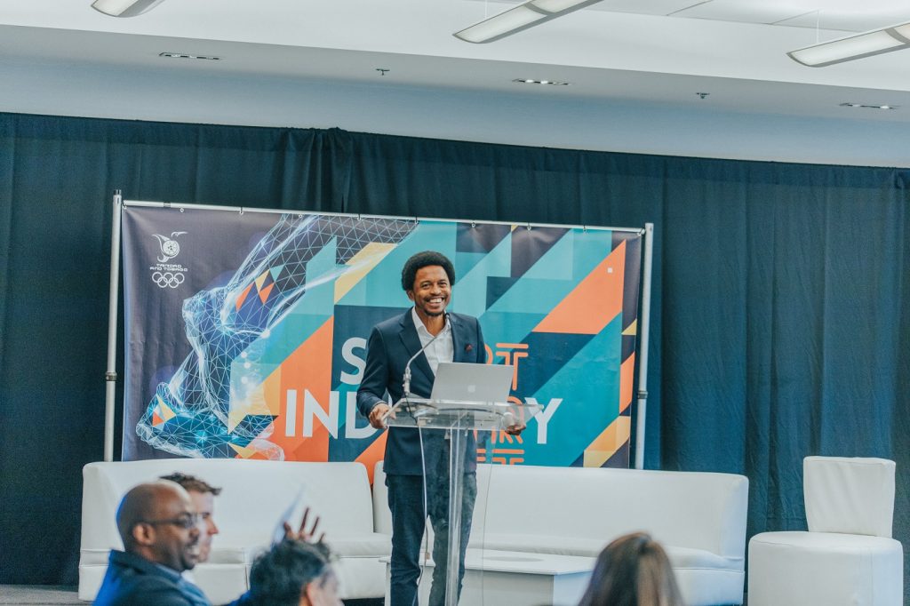 President of the Trinidad and Tobago Olympic Committee (TTOC), Mr Brian Lewis, delivers the Opening Address at the 5th Sport IndustryTT Conference at the Hyatt Regency Trinidad. (Photo: Josh Brizan/Trinidad and Tobago Olympic Committee)