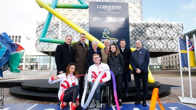 Dame Louise Martin (third left, back row) at the launch of the Birmingham 2022 countdown