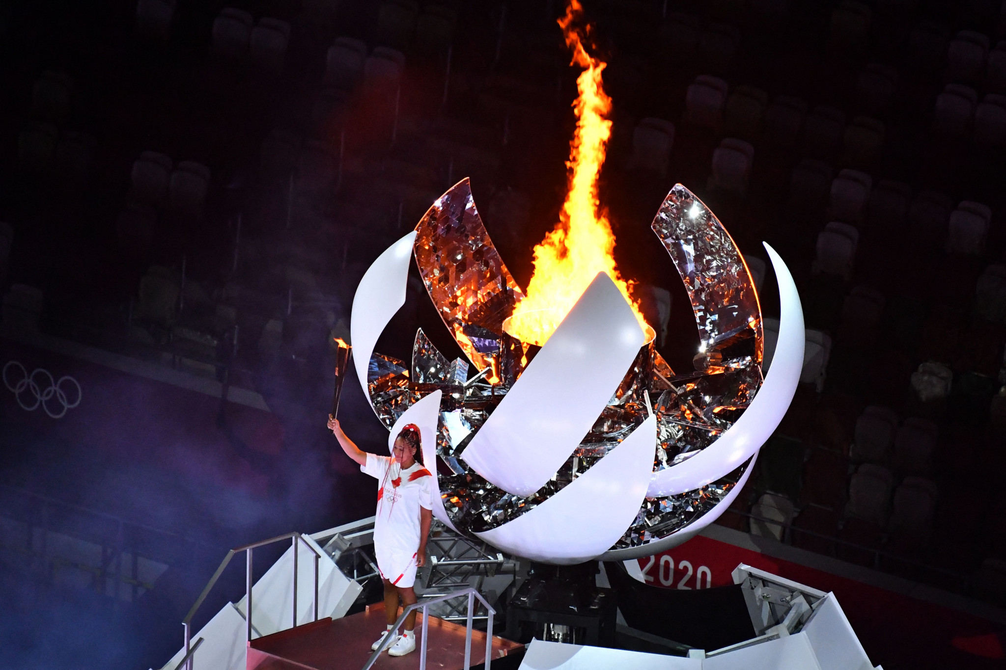 Naomi Osaka lights the Tokyo 2020 Olympic Flame ©Getty Images