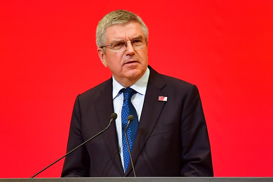 TOKYO, JAPAN - JULY 24: International Olympic Commitee president Thomas Bach attends the Tokyo 2020 Olympic Games "One Year To Go" ceremony at Tokyo International Forum on July 24, 2019 in Tokyo, Japan. (Photo by Atsushi Tomura/Getty Images) GETTY IMAGES