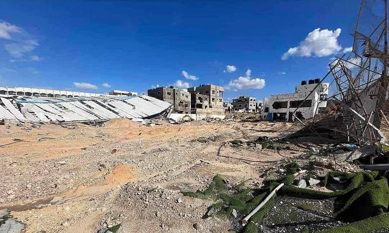 The ruin of Gaza Sport Club in Gaza. Photograph: Yhyah Al Madhon (Image obtained at theguardian.com)